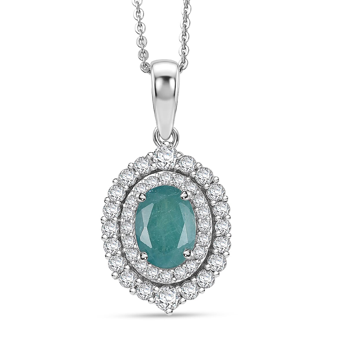Grandidierite and Moissanite Halo Pendant – Calm, Clarity and Balance