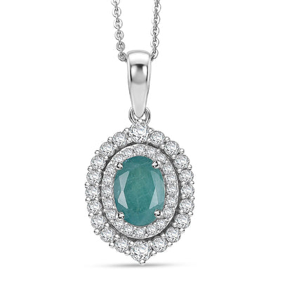 Grandidierite and Moissanite Halo Pendant – Calm, Clarity and Balance