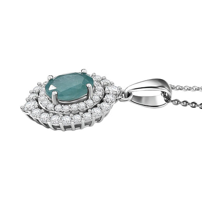 Grandidierite and Moissanite Halo Pendant – Calm, Clarity and Balance