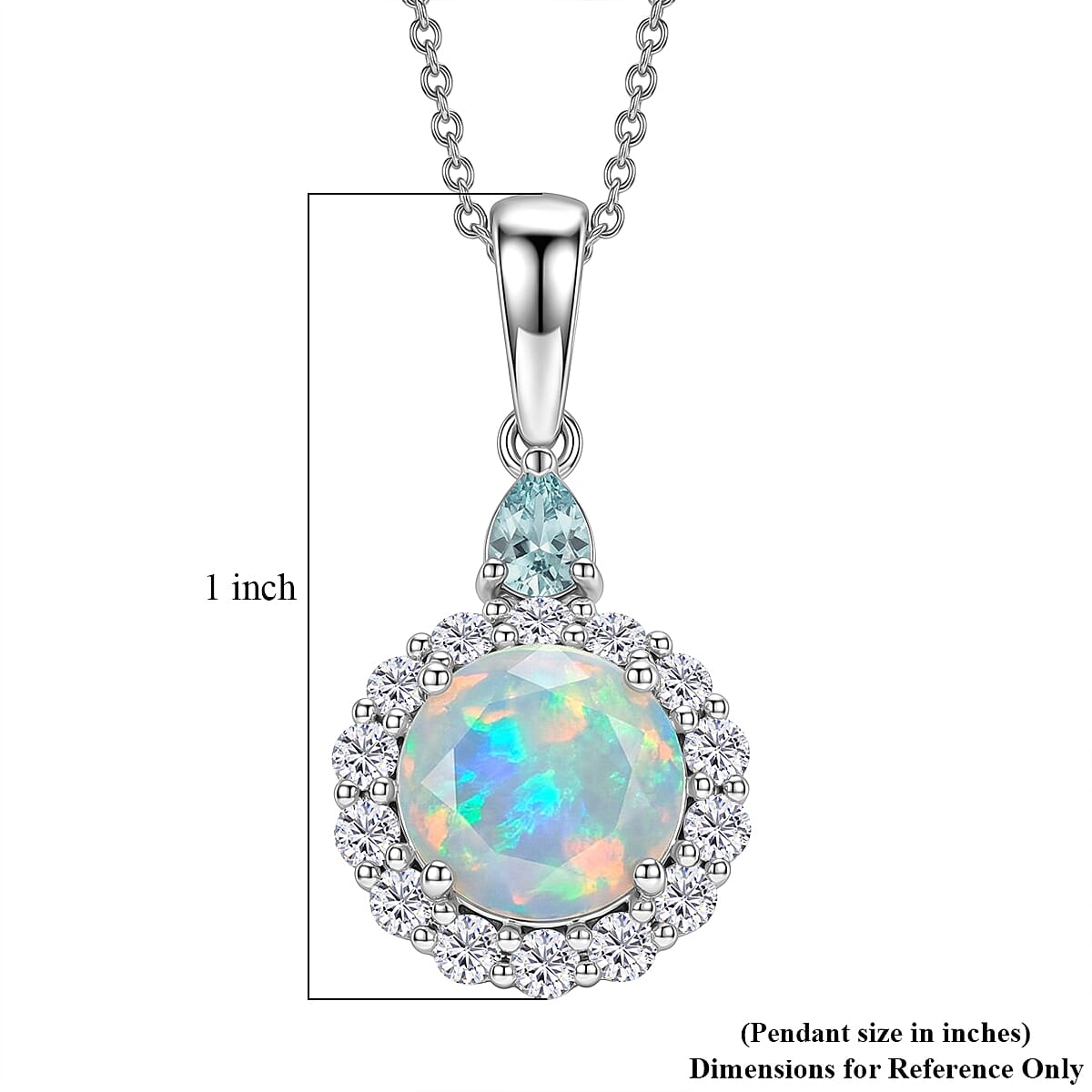 Ethiopian Welo Opal with Blue and White Moissanite Pendant Necklace