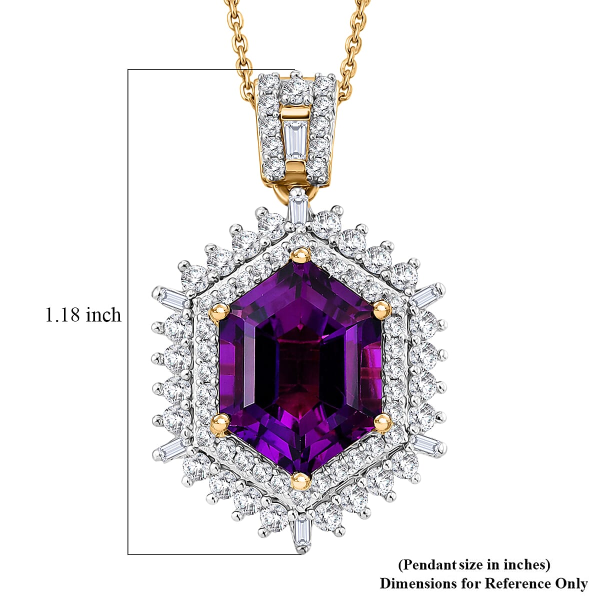 Lusaka Amethyst and Moissanite Sunburst Pendant Necklace – Intuition and Protection
