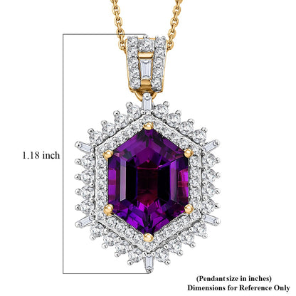 Lusaka Amethyst and Moissanite Sunburst Pendant Necklace – Intuition and Protection