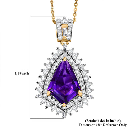 Lusaka Amethyst and Moissanite Sunburst Pendant Necklace – Intuition and Protection