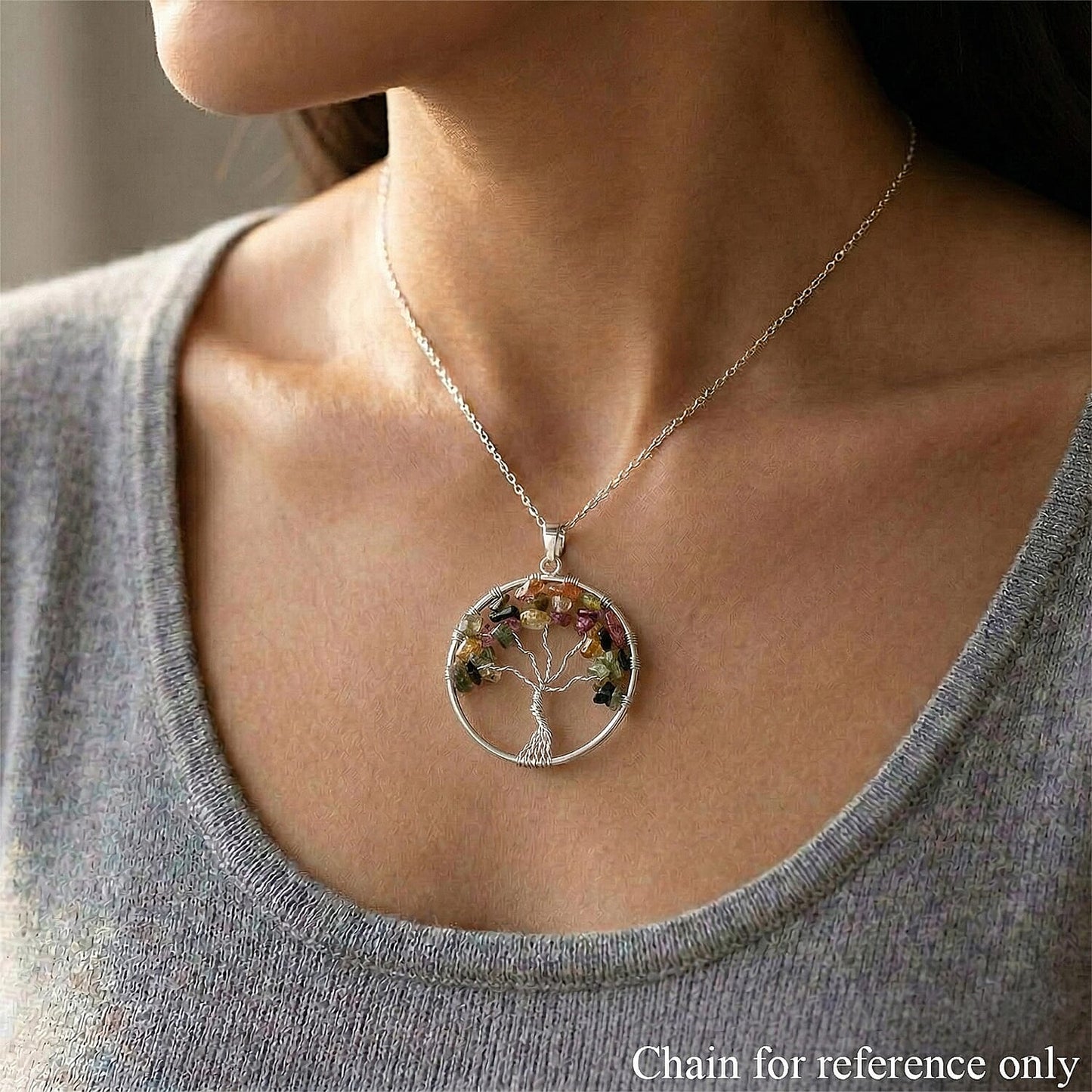 Gemstone Tree of Life Pendant Necklace