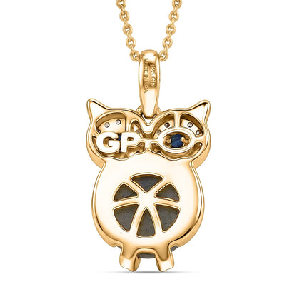 Malagasy Labradorite and Multi Gemstone Owl Pendant – Intuition and Wisdom