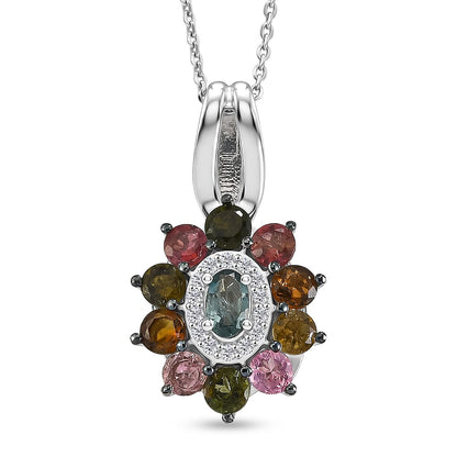 Multi Tourmaline and White Zircon Color Blossom Pendant – Balance and Joy
