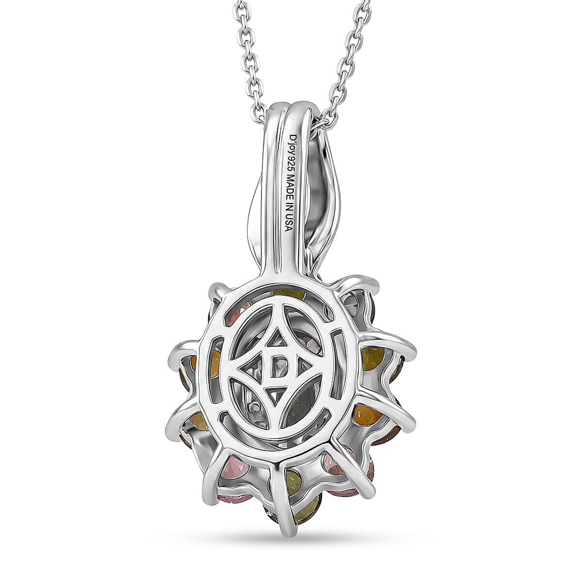 Multi Tourmaline and White Zircon Color Blossom Pendant – Balance and Joy