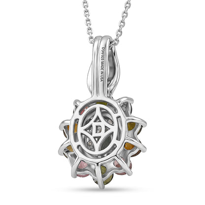 Multi Tourmaline and White Zircon Color Blossom Pendant – Balance and Joy