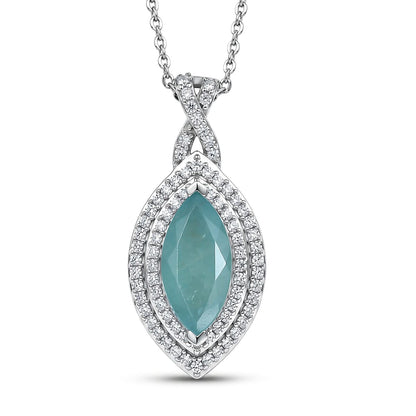 Grandidierite and Moissanite Ocean Infinity Pendant – Calm and Balance
