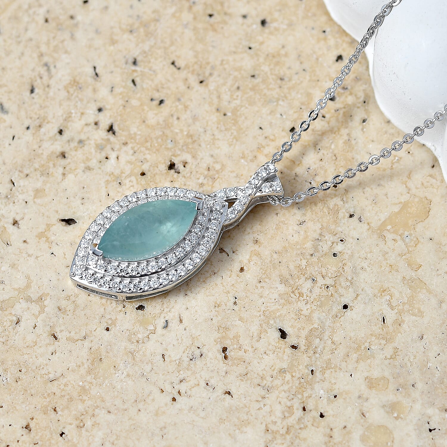 Grandidierite and Moissanite Ocean Infinity Pendant – Calm and Balance