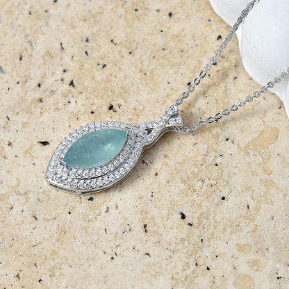 Grandidierite and Moissanite Ocean Infinity Pendant – Calm and Balance