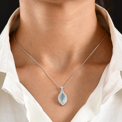 Grandidierite and Moissanite Ocean Infinity Pendant – Calm and Balance