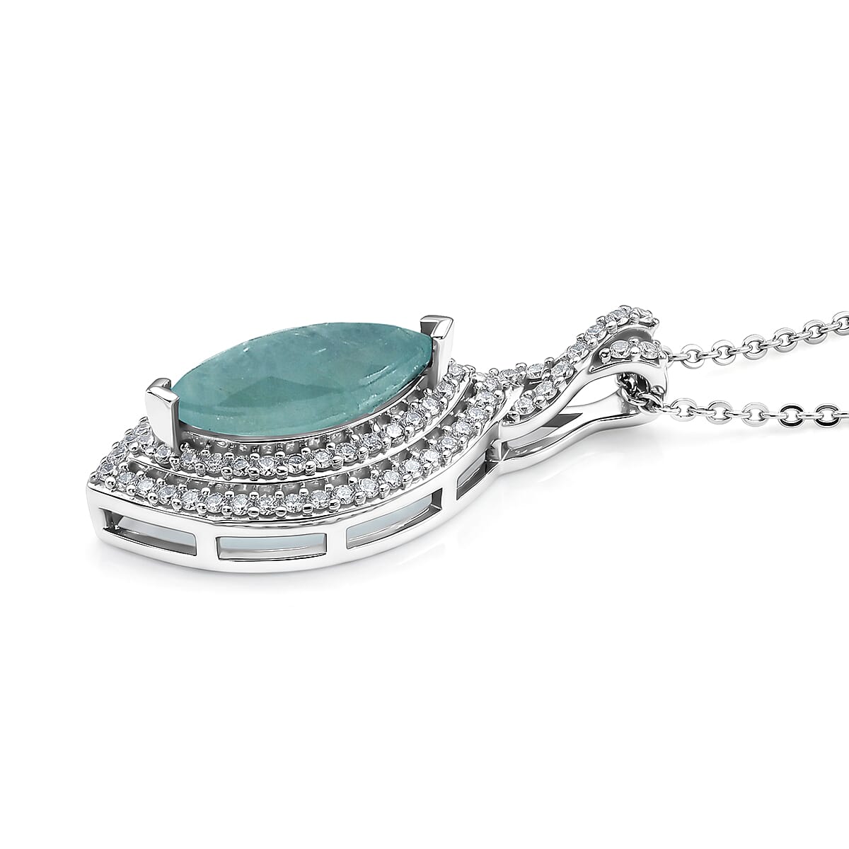 Grandidierite and Moissanite Ocean Infinity Pendant – Calm and Balance