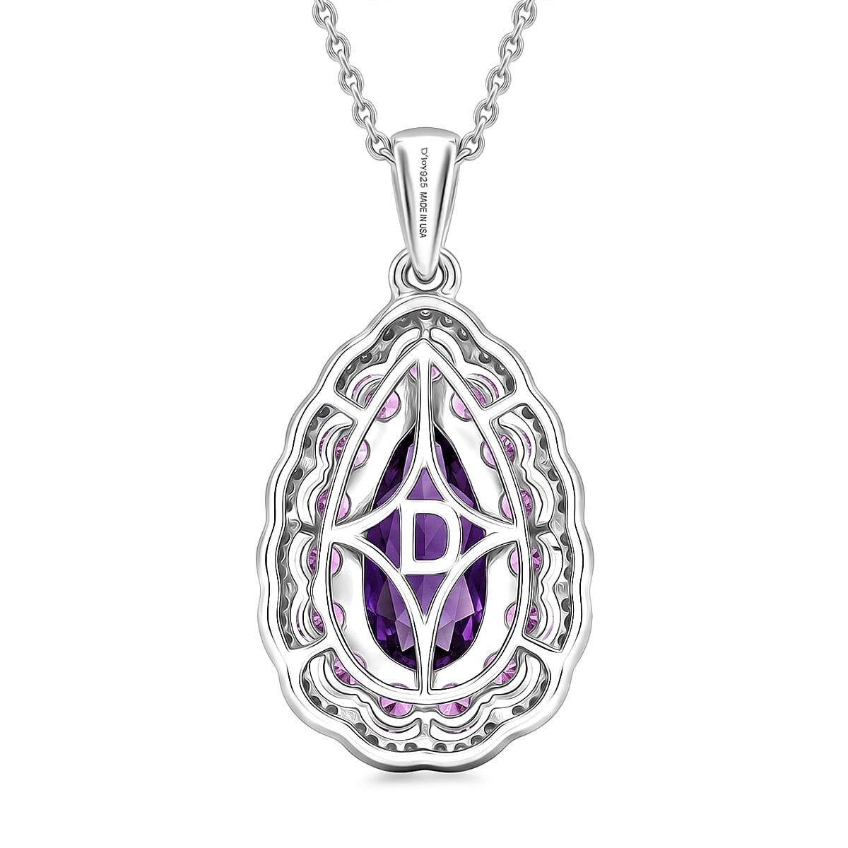 Zambian Amethyst and Multi Gemstone Royal Teardrop Bloom Pendant – Intuition and Growth