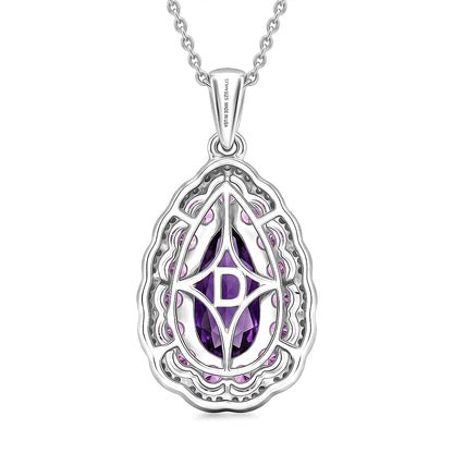 Zambian Amethyst and Multi Gemstone Royal Teardrop Bloom Pendant – Intuition and Growth