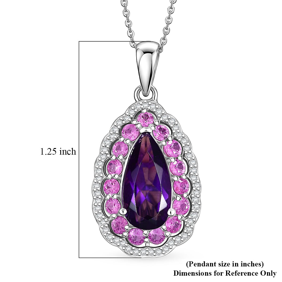 Zambian Amethyst and Multi Gemstone Royal Teardrop Bloom Pendant – Intuition and Growth