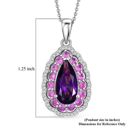 Zambian Amethyst and Multi Gemstone Royal Teardrop Bloom Pendant – Intuition and Growth