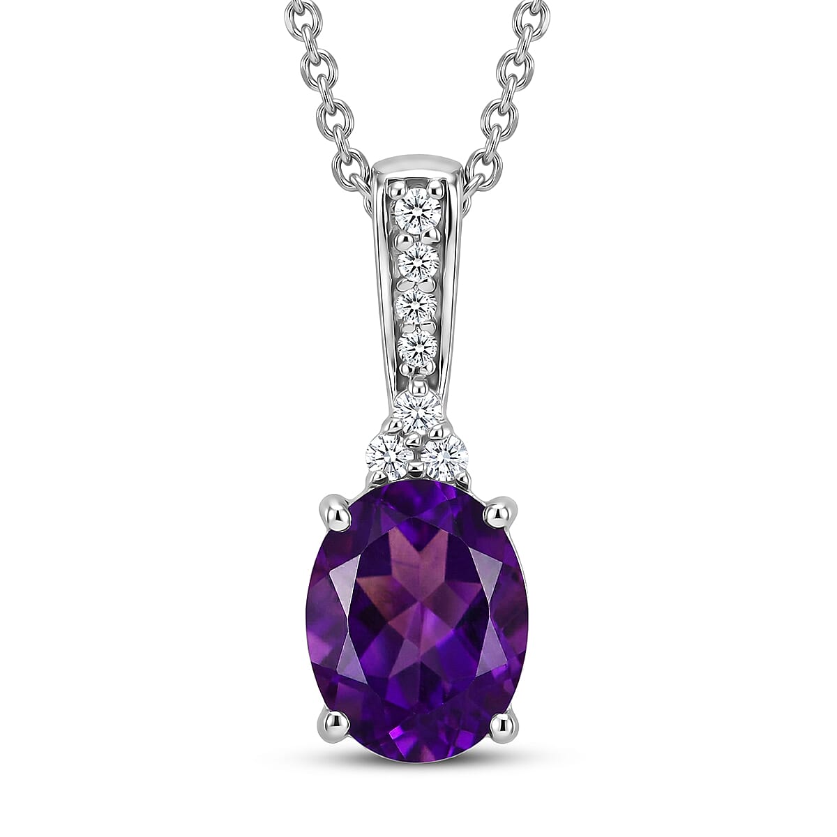 Zambian Amethyst and Moissanite Violet Majesty Pendant – Spiritual Clarity and Peace