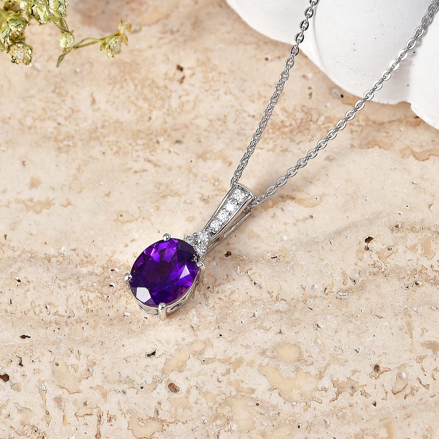 Zambian Amethyst and Moissanite Violet Majesty Pendant – Spiritual Clarity and Peace