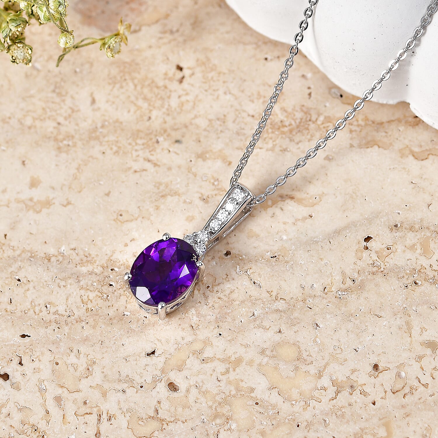 Zambian Amethyst and Moissanite Violet Majesty Pendant – Spiritual Clarity and Peace