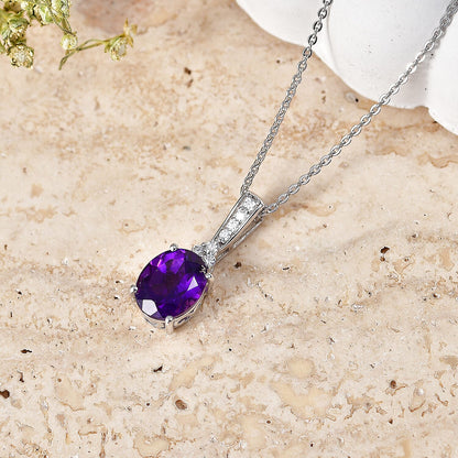 Zambian Amethyst and Moissanite Violet Majesty Pendant – Spiritual Clarity and Peace