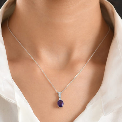 Zambian Amethyst and Moissanite Violet Majesty Pendant – Spiritual Clarity and Peace
