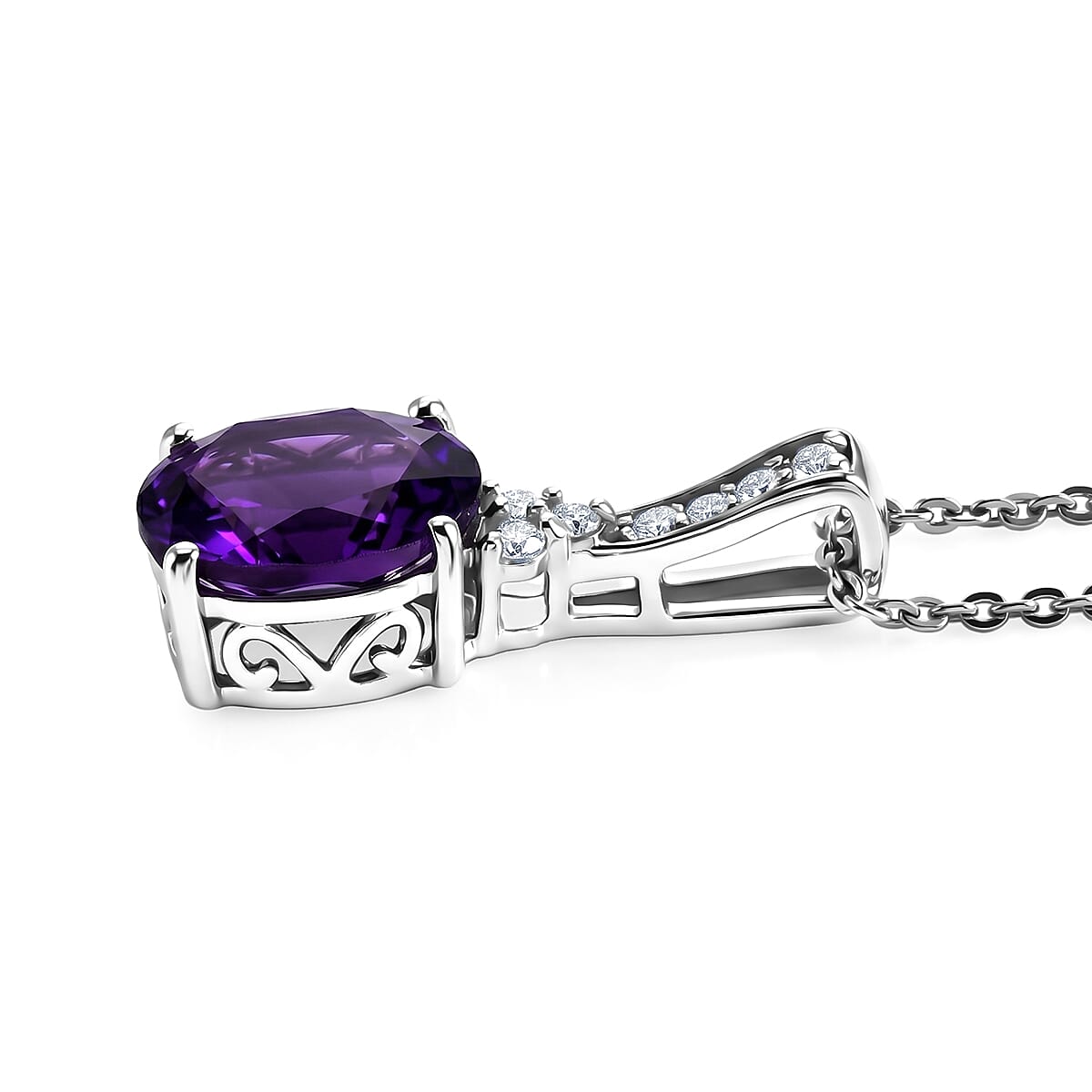 Zambian Amethyst and Moissanite Violet Majesty Pendant – Spiritual Clarity and Peace
