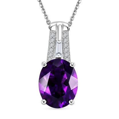 Moroccan Amethyst and Moissanite Royal Frame Pendant – Peace and Protection