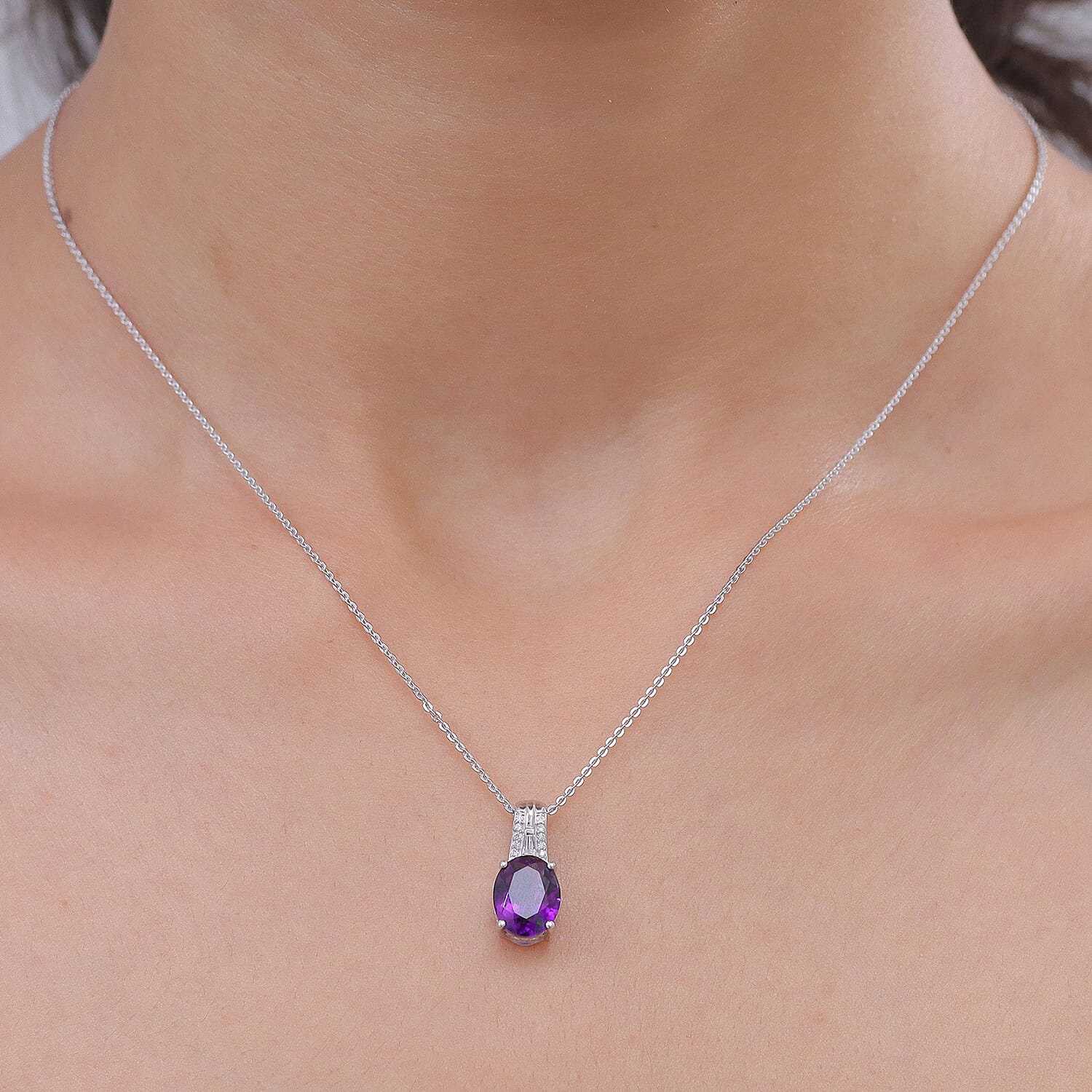 Moroccan Amethyst and Moissanite Royal Frame Pendant – Peace and Protection