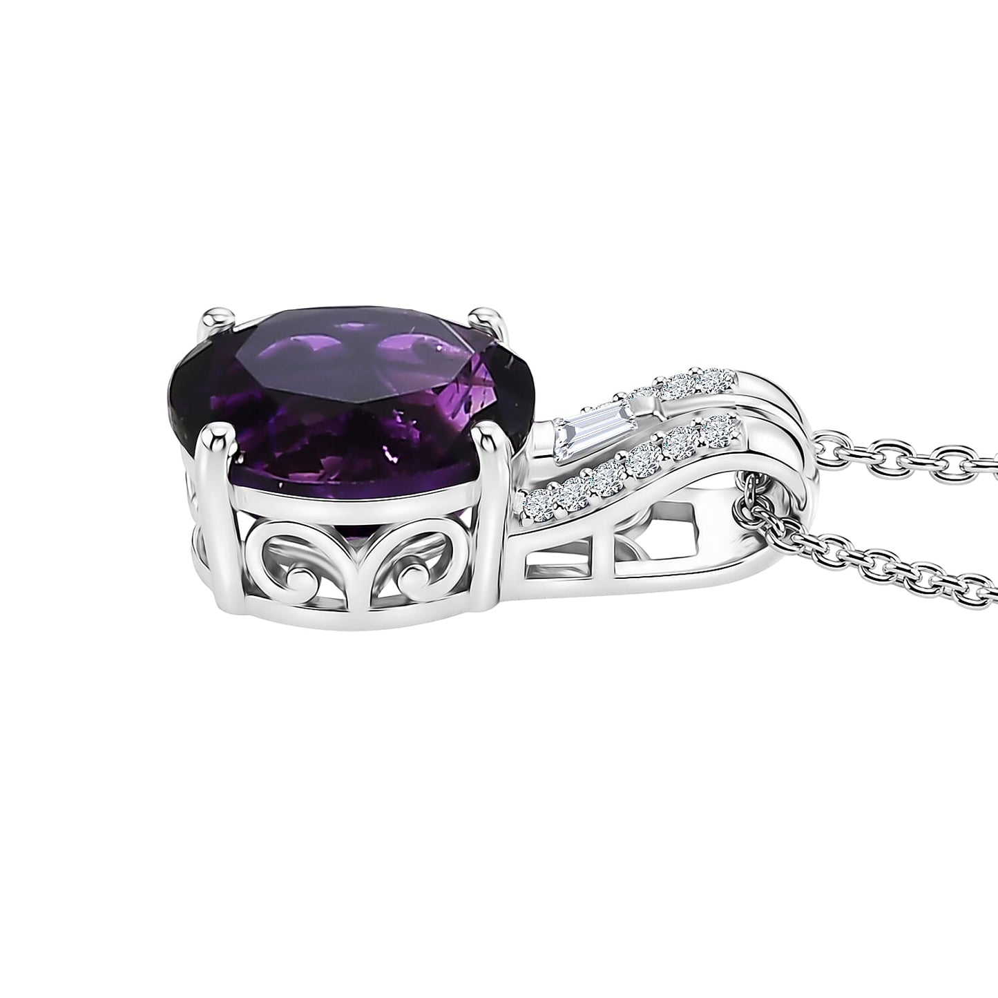 Moroccan Amethyst and Moissanite Royal Frame Pendant – Peace and Protection