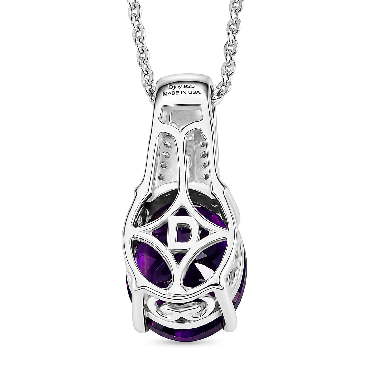 Moroccan Amethyst and Moissanite Royal Frame Pendant – Peace and Protection