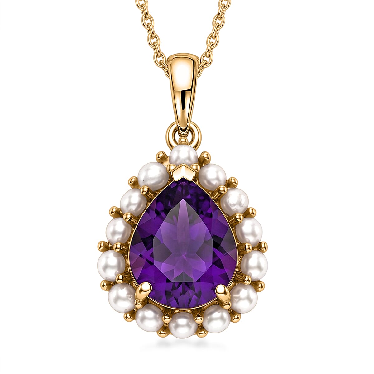 Zambian Amethyst and Freshwater Pearl Crown Pendant – Calm and Wisdom
