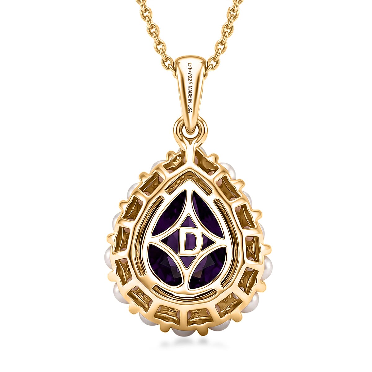 Zambian Amethyst and Freshwater Pearl Crown Pendant – Calm and Wisdom