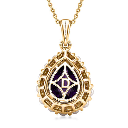 Zambian Amethyst and Freshwater Pearl Crown Pendant – Calm and Wisdom
