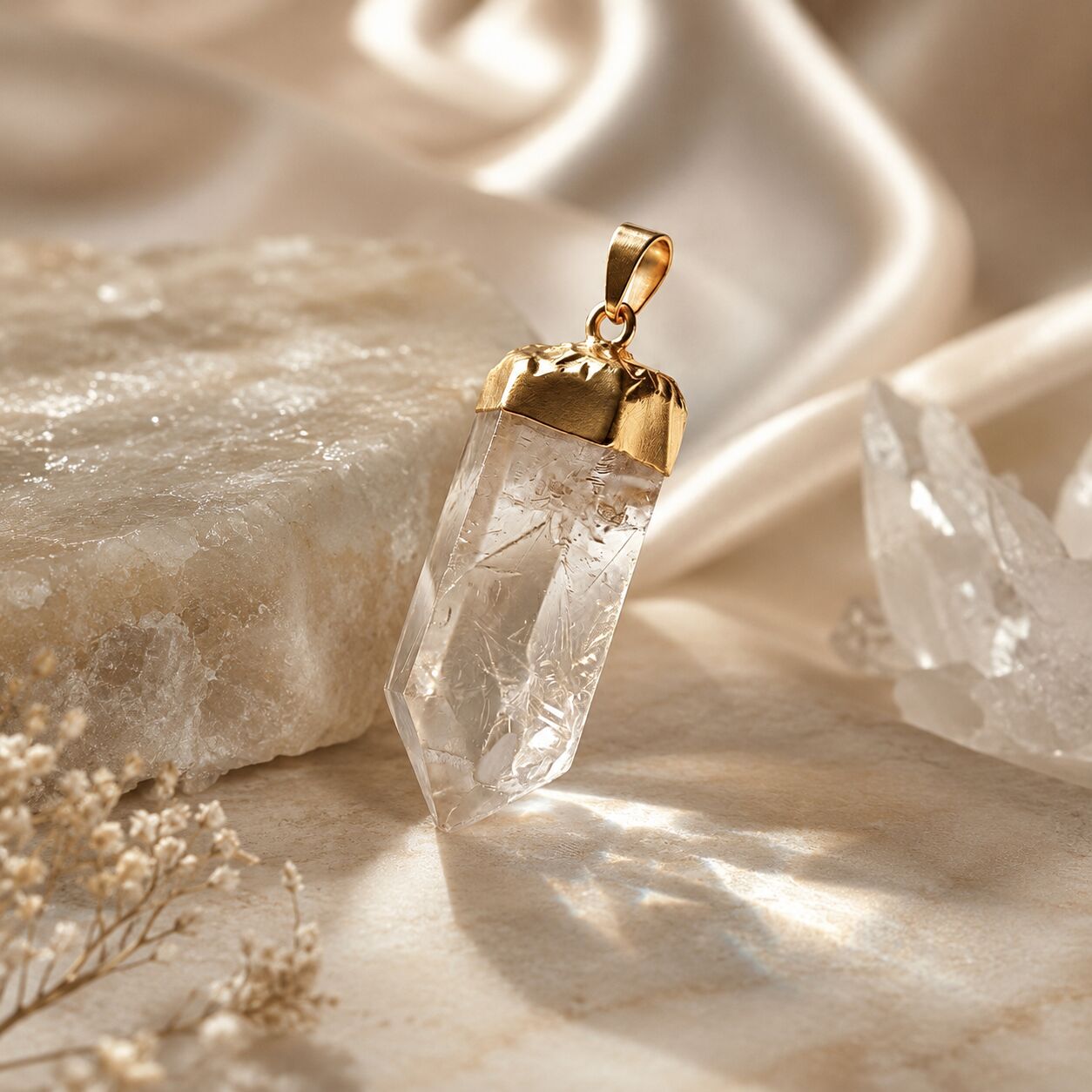 Clear Quartz Point Pendant – Gold Amplifier
