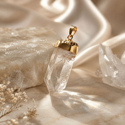 Clear Quartz Point Pendant – Gold Amplifier