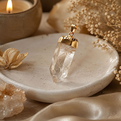 Clear Quartz Point Pendant – Gold Amplifier