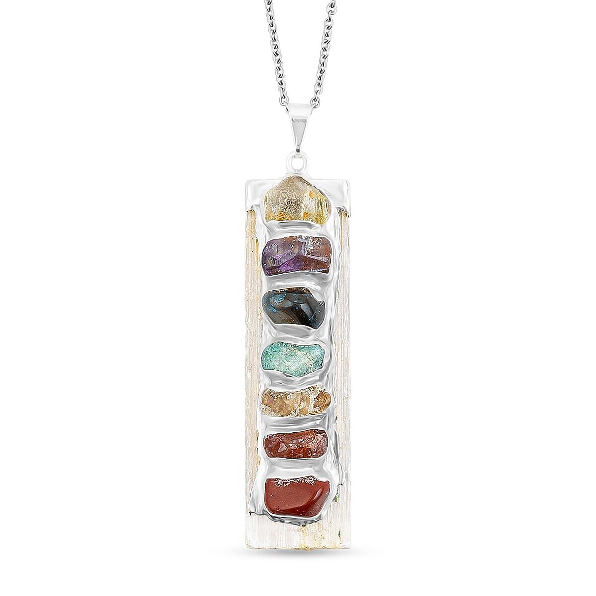Selenite Chakra Pendant – 7 Healing Stones