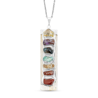 Selenite Chakra Pendant – 7 Healing Stones