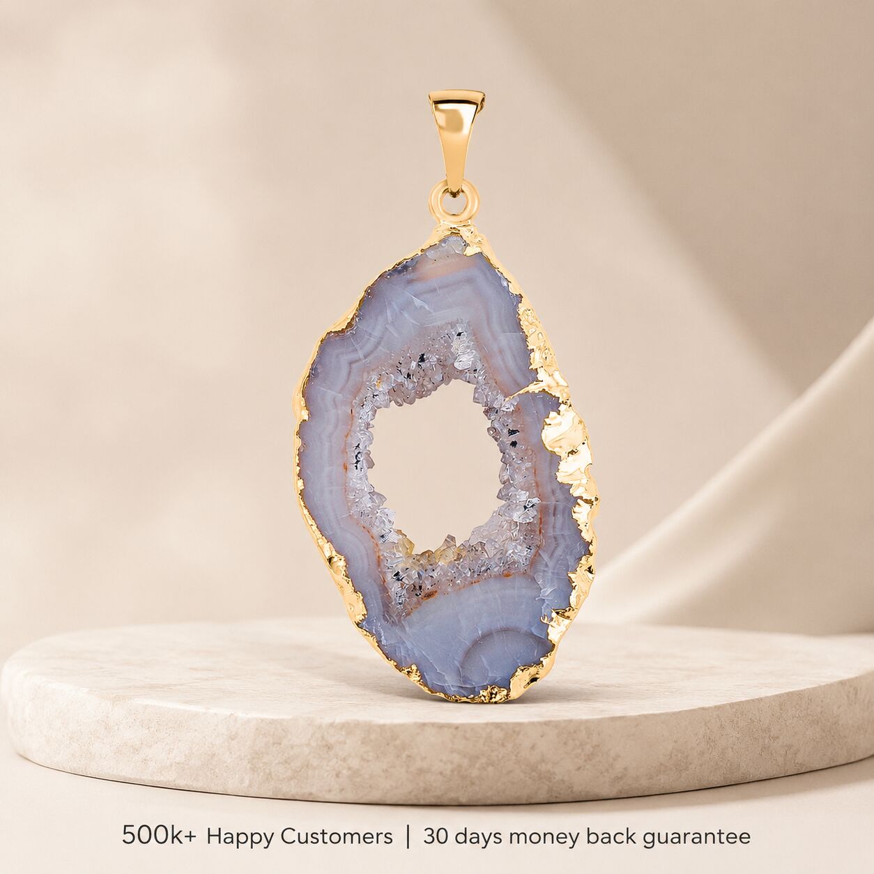 Geode Slice Pendant – Nature's Hidden Sparkle