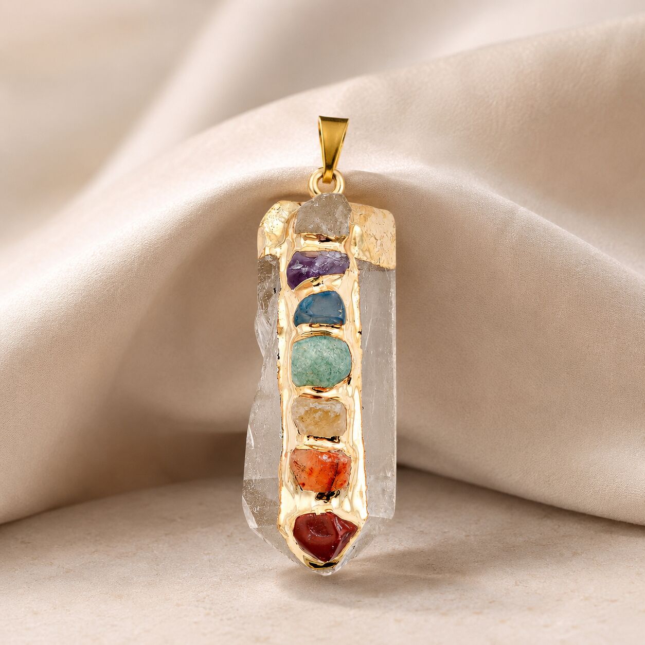 Chakra Crystal Point Pendant – Golden Alignment