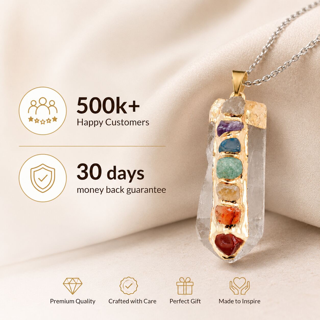 Chakra Crystal Point Pendant – Golden Alignment