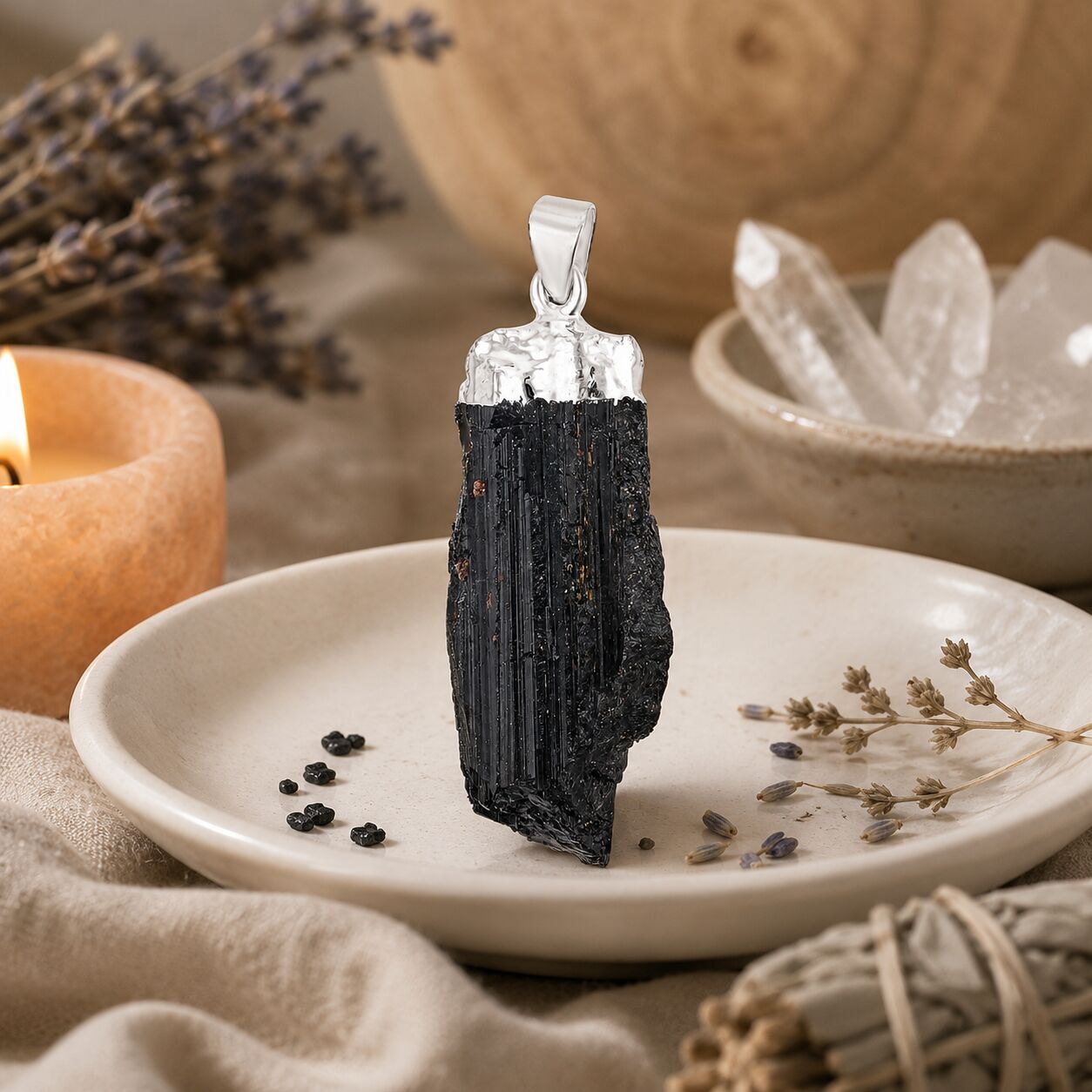 Raw Black Tourmaline Pendant – Protection Stone