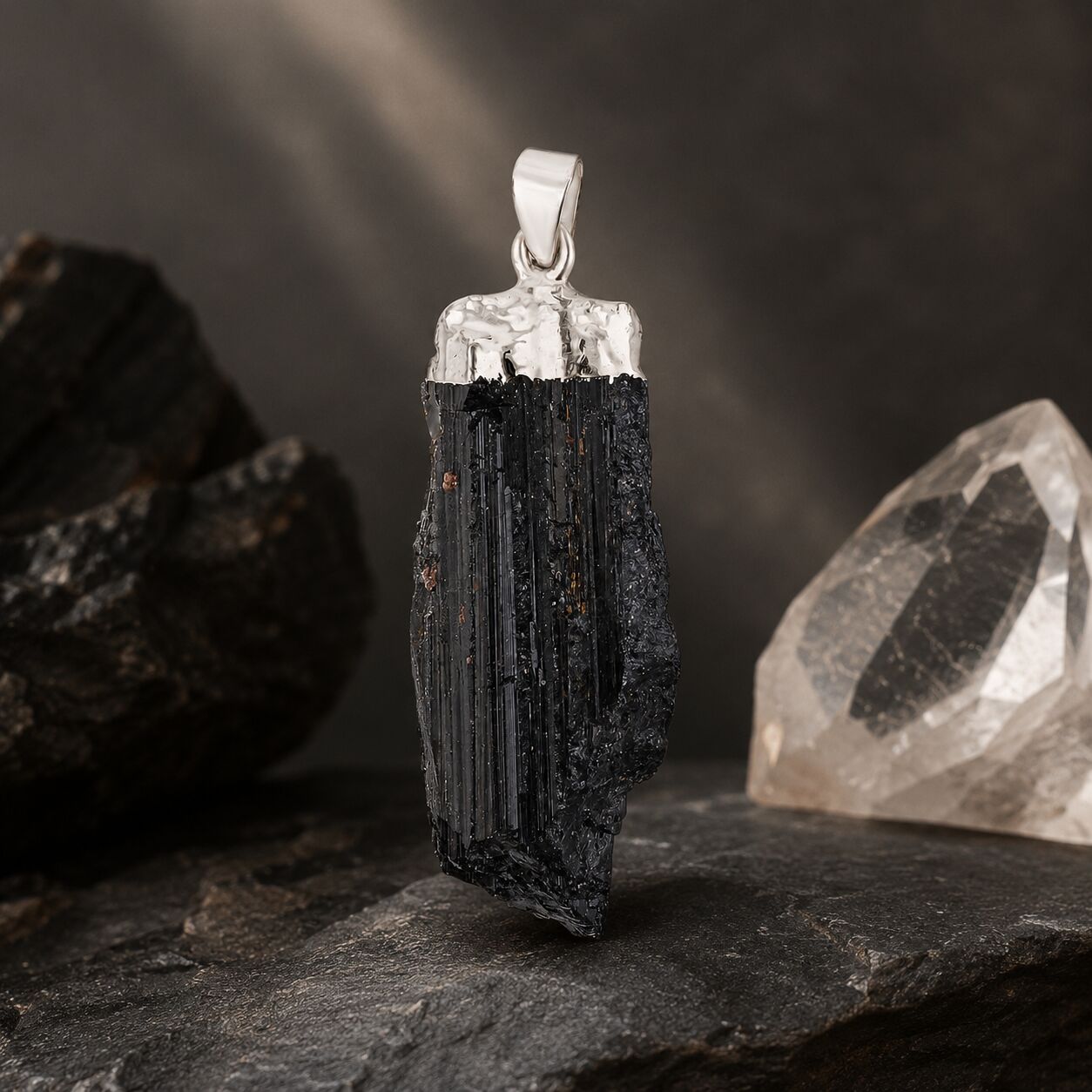Raw Black Tourmaline Pendant – Protection Stone