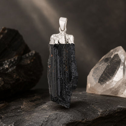 Raw Black Tourmaline Pendant – Protection Stone