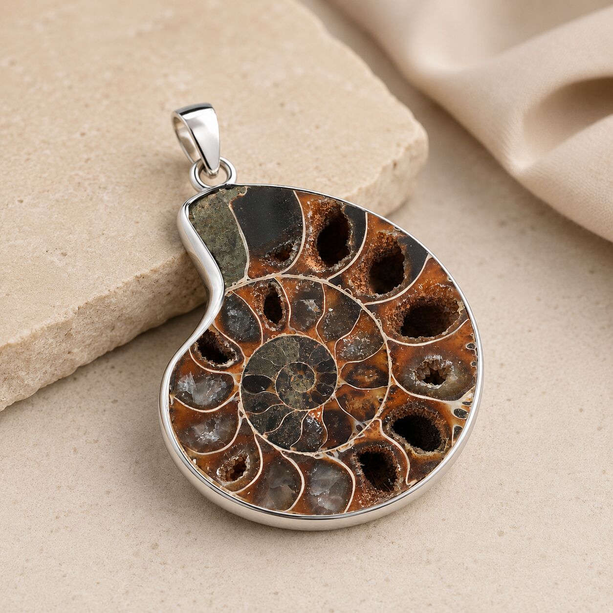 Ammonite Fossil Pendant – Spiral of Time