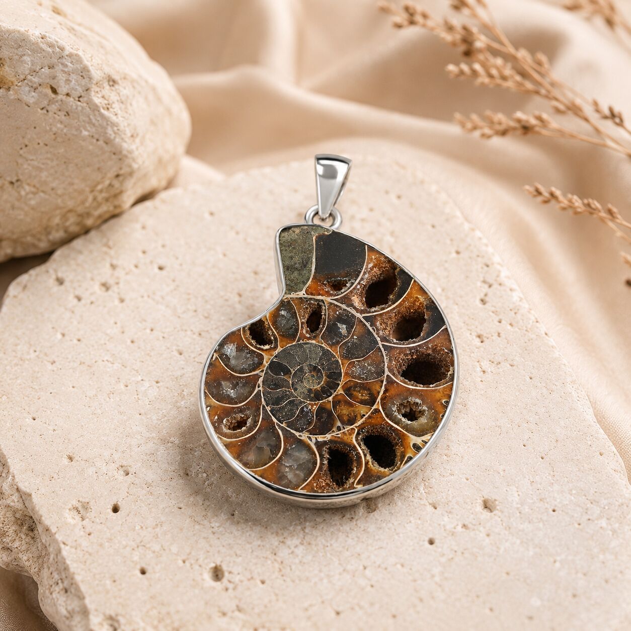 Ammonite Fossil Pendant – Spiral of Time