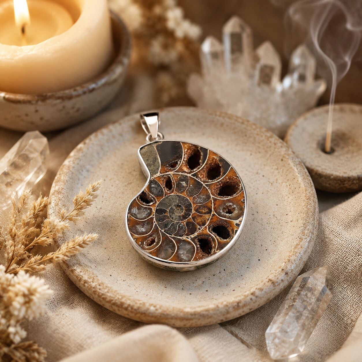 Ammonite Fossil Pendant – Spiral of Time