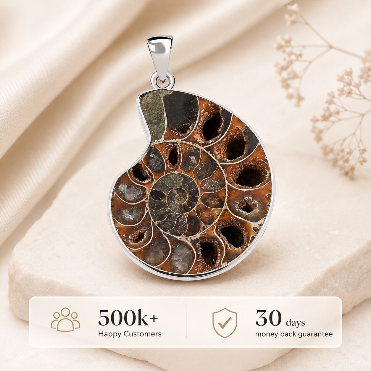 Ammonite Fossil Pendant – Spiral of Time