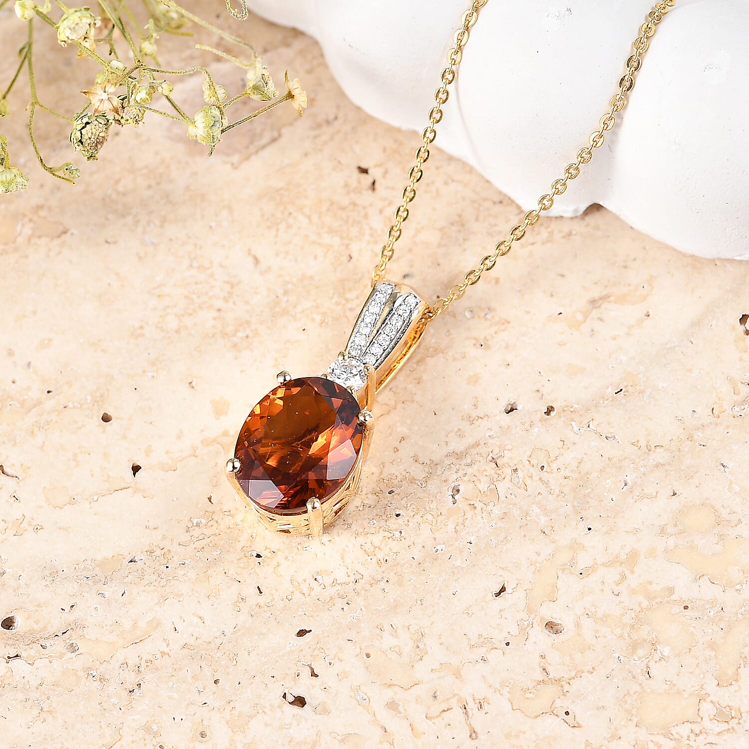 Gemstone Infinity Bloom Pendant Necklace with Moissanite